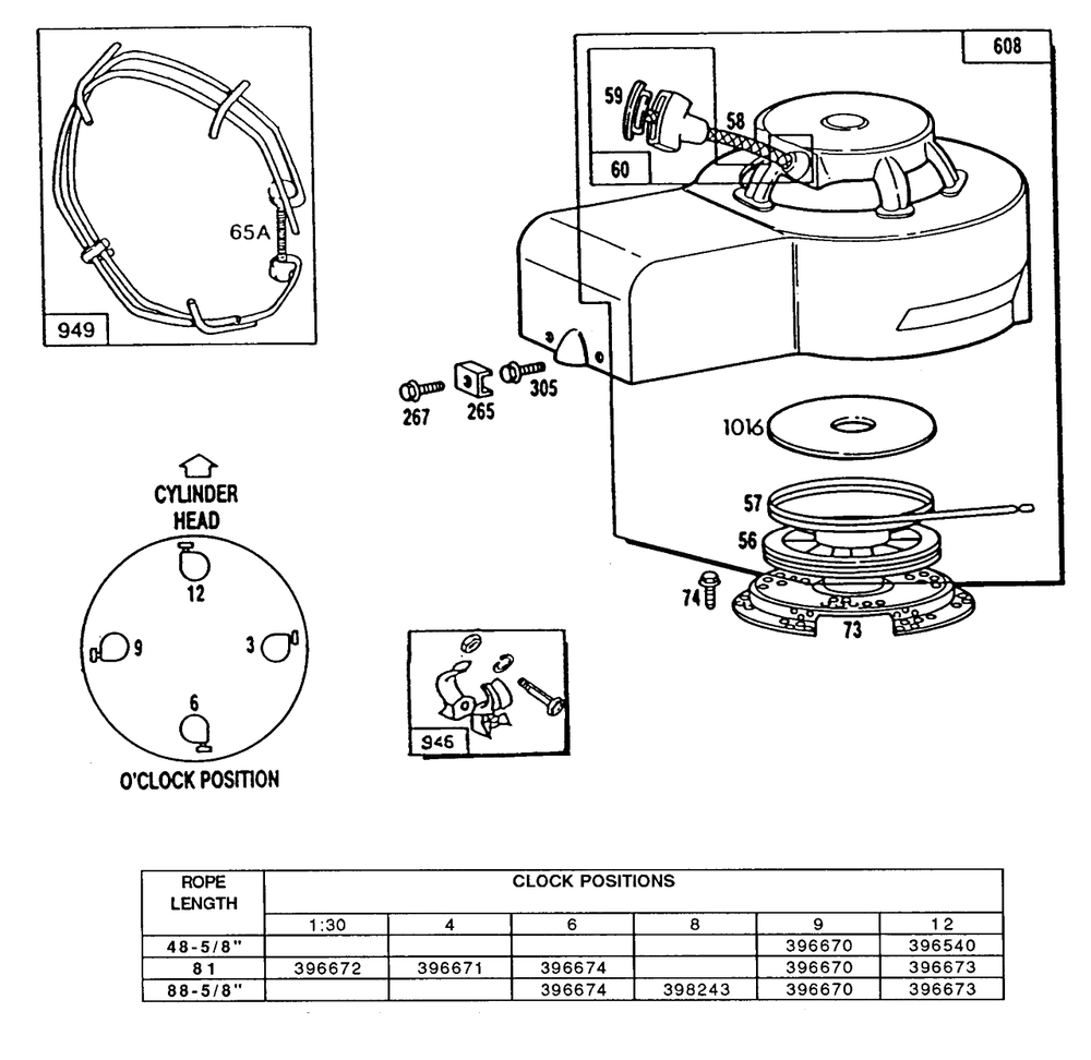 Blower Hsgs,rewind Diagram and Parts List for 110902-1189-XX  Briggs and Stratton Engine